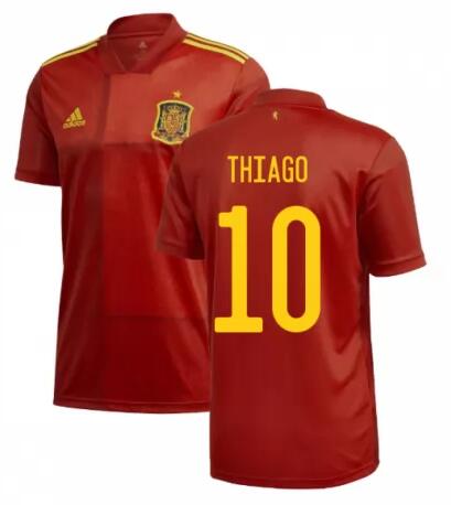 2020 EURO Spain Home Kit Soccer Jersey THIAGO 10